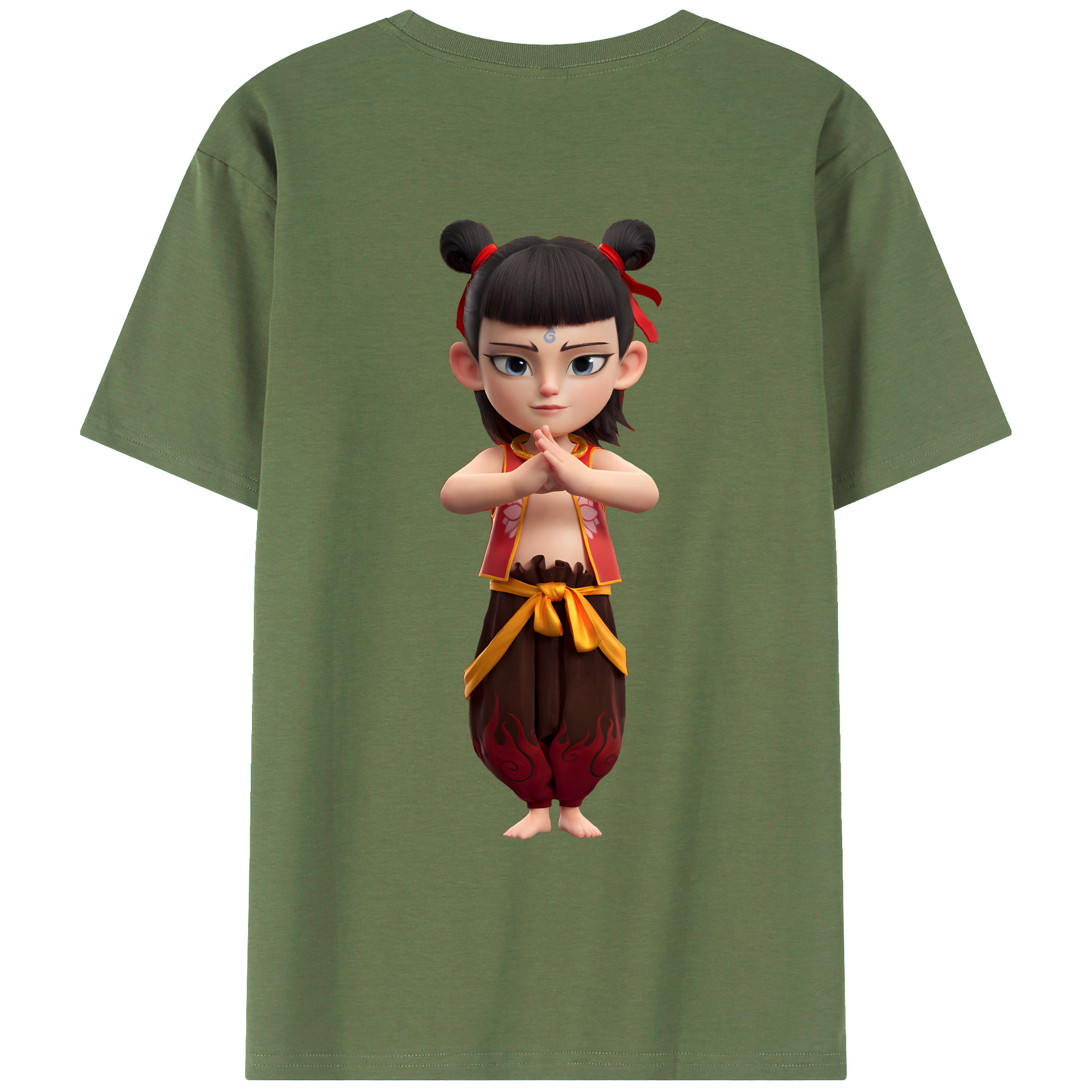 （画像用） Ne Zha 2 ナタ 魔童の大暴れ 綿100％ メンズ半袖Tシャツ（バックプリント） 通気性